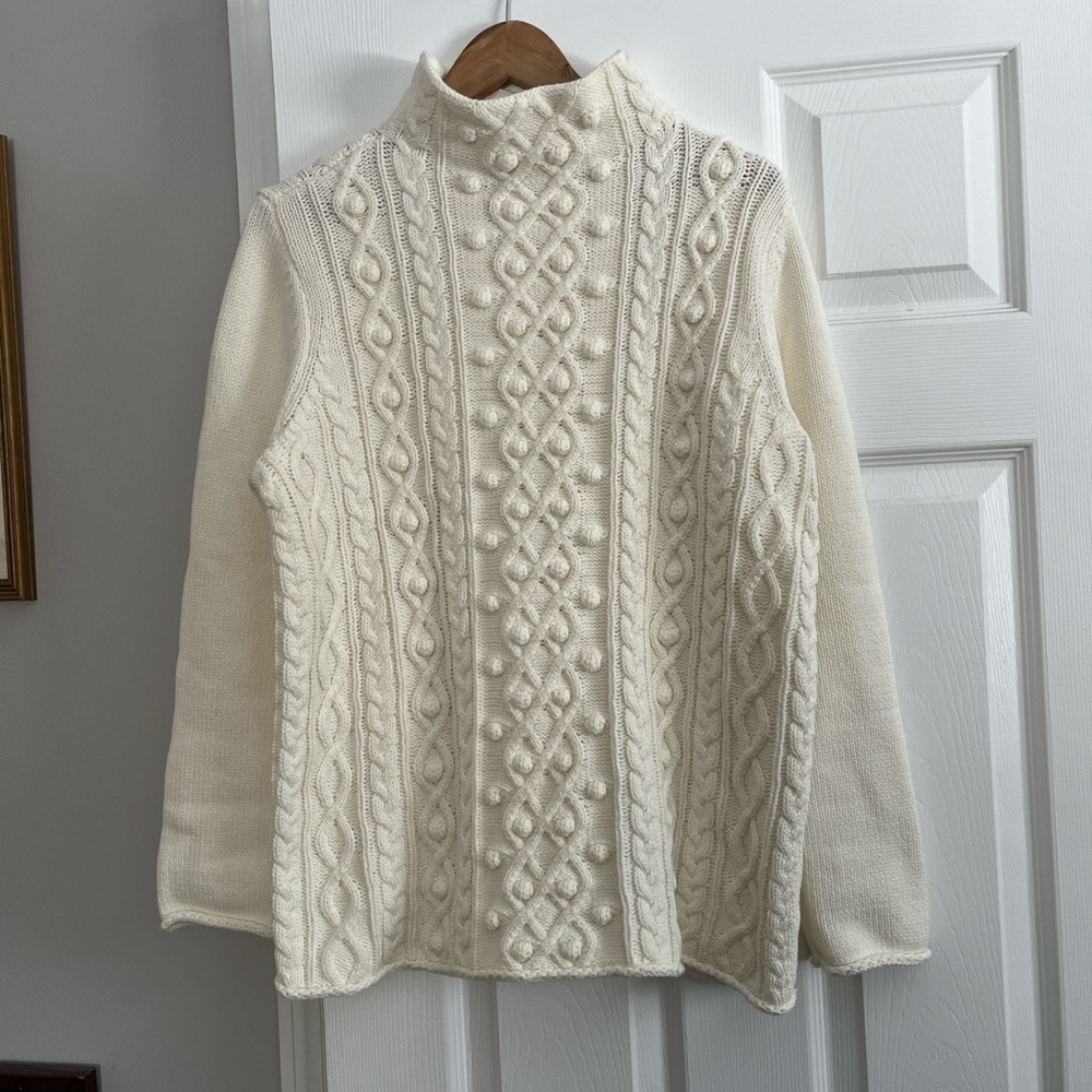 Talbots white Cowl Neck cable knit Sweater